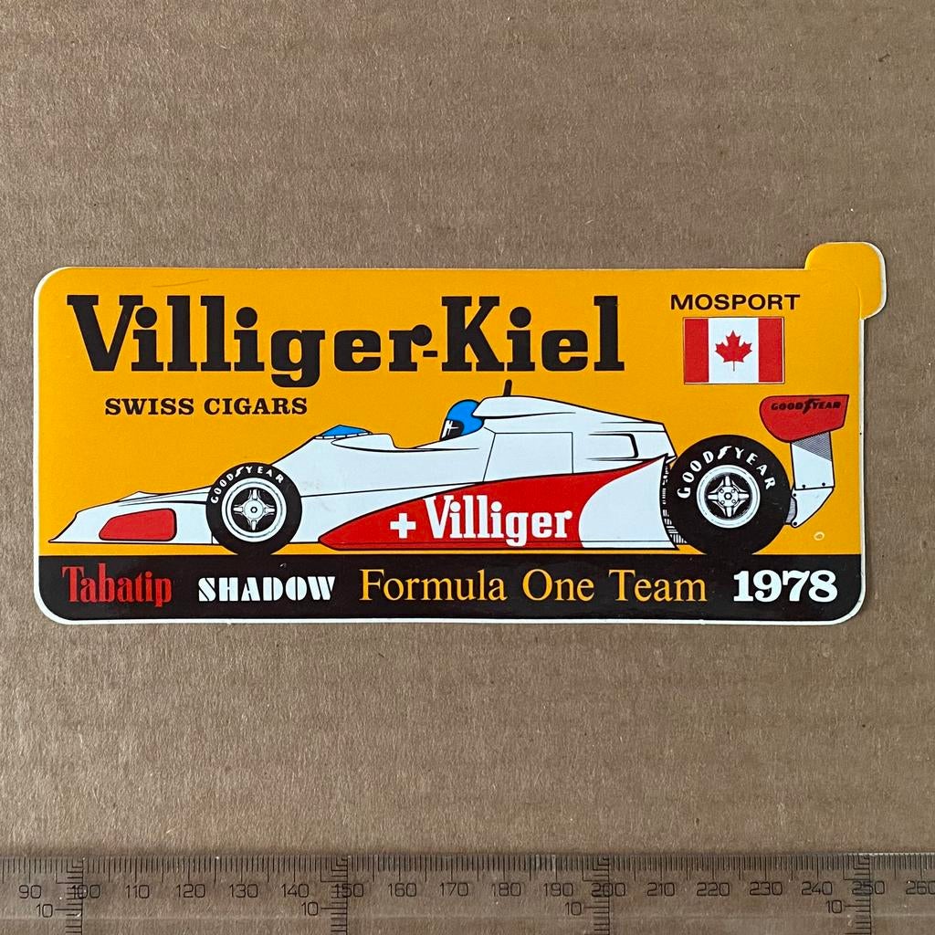 sticker villiger-kiel sigars mosport 1978, Verzenden, Zo goed als nieuw, Auto's