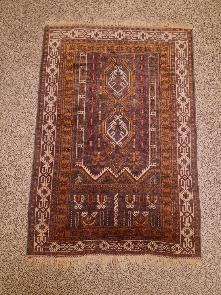 Vintage Afghaans vloerkleed Baluch 145 x 96 cm bruin, oranje, Ophalen