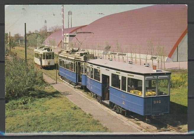 GVB Tram Nr.946 en tram 824 Foto-Ansichtkaart TRAM t-125 jdu, Ophalen of Verzenden, Zo goed als nieuw, Tram, Kaart of Prent