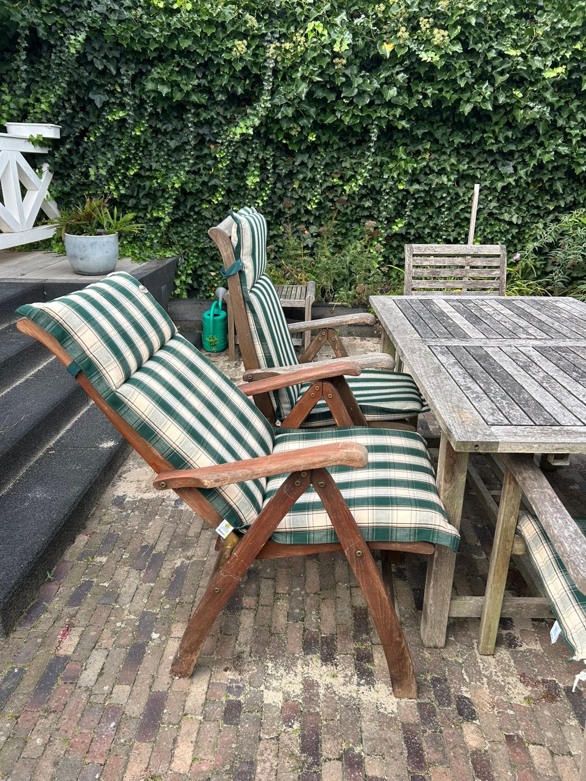 Teak houten tuinset 6 personen Hattersley, Tuin en Terras, Ophalen, Gebruikt, 6 zitplaatsen, Bijzettafel