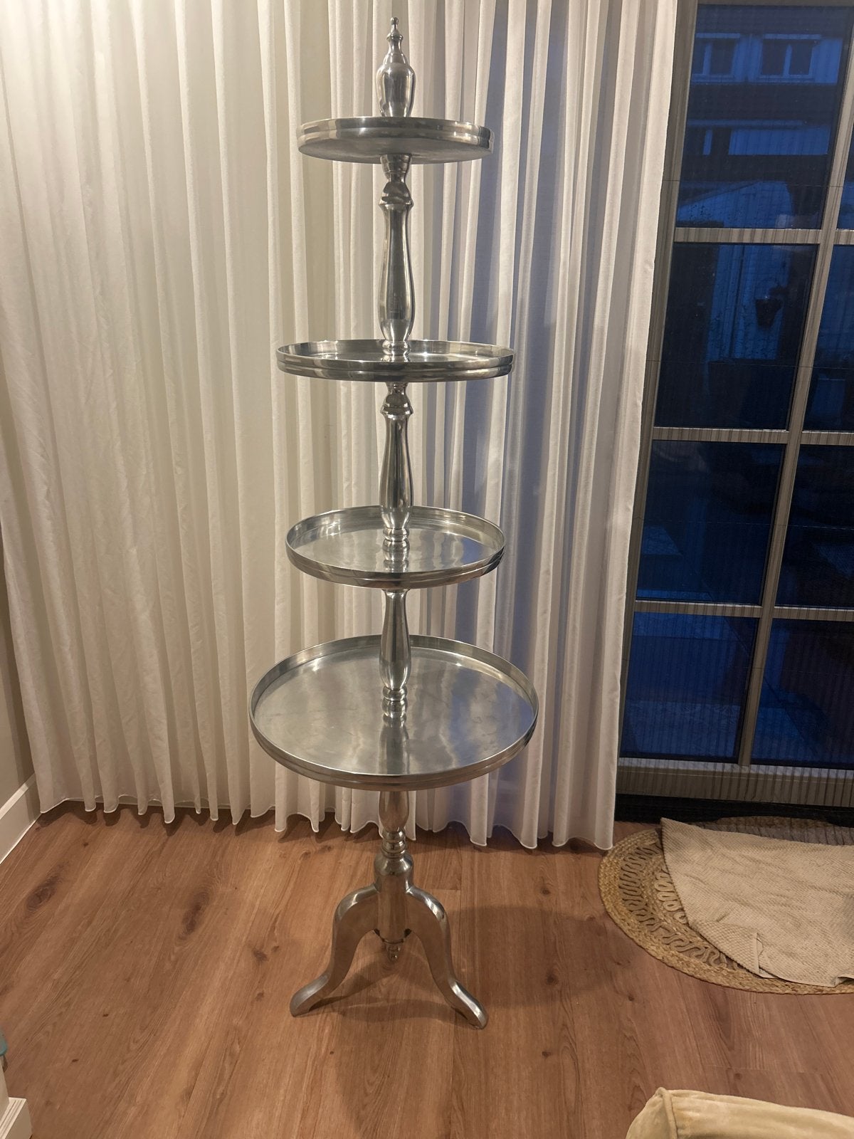 Riviera Maison Elegante zilverkleurige etagère met 4 lagen, Ophalen, Metaal, Zilver, Klassiek