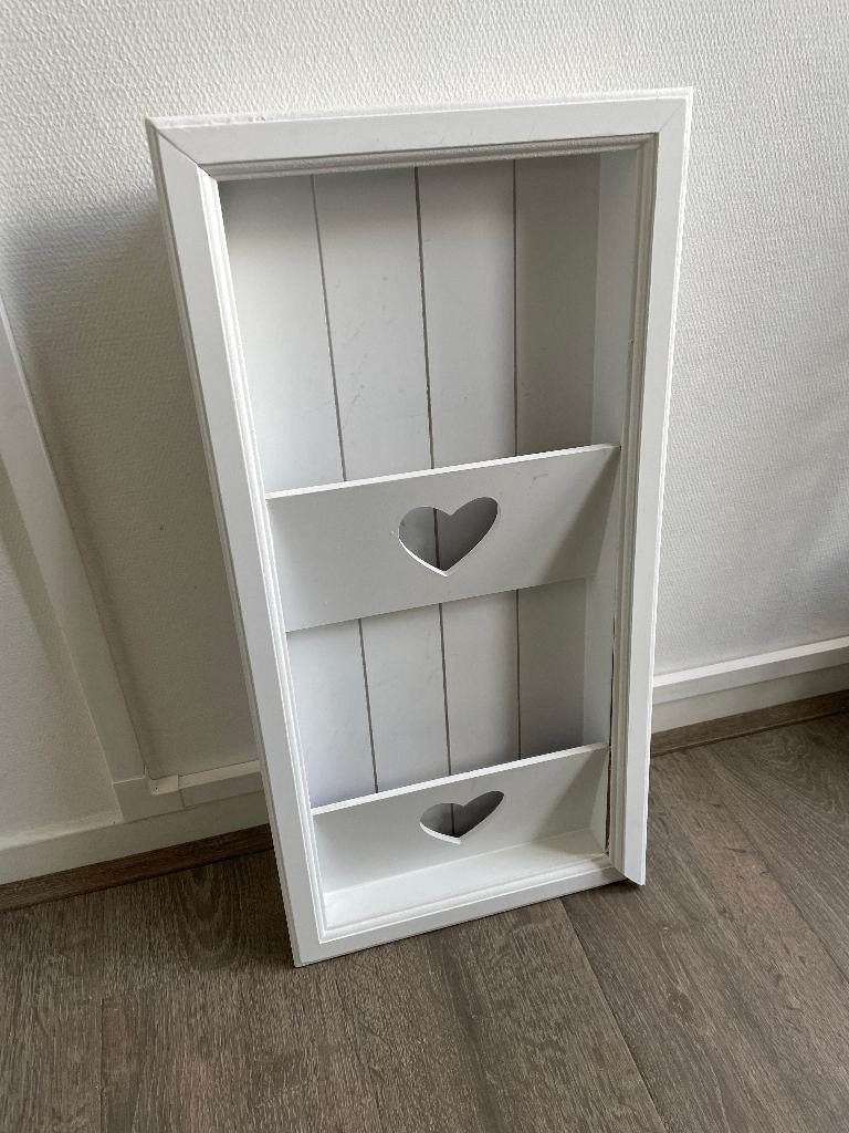 Leuke dubbele magazinehouder tijdschrifthouder Wit Hartjes, Ophalen of Verzenden, Gebruikt