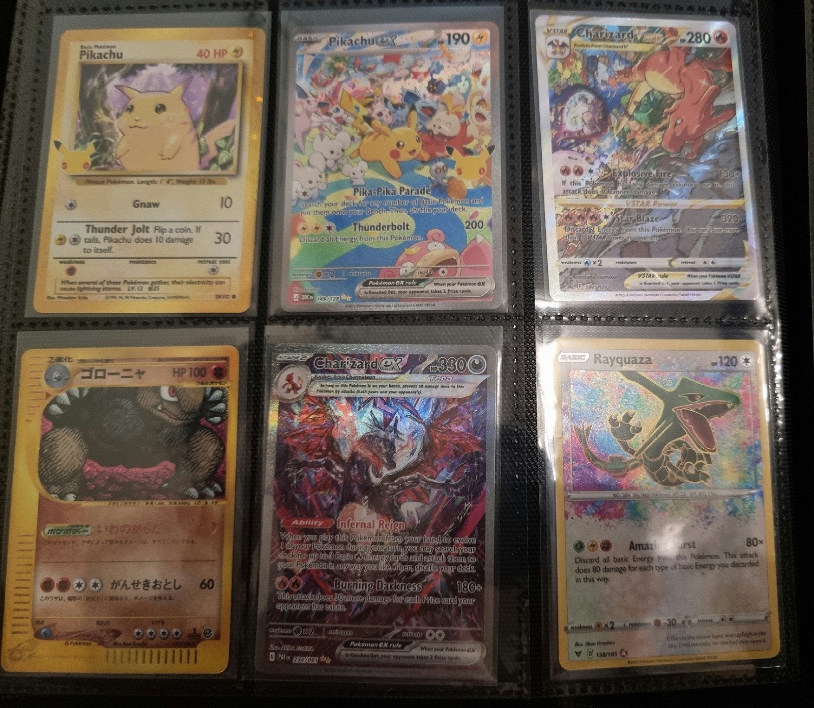 Pokémon Kaarten: Pikachu, Charizard, Golem, Rayquaza, Ophalen of Verzenden