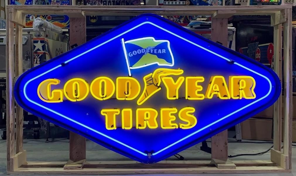 Goodyear XL neon veel andere garage showroom mancave neons, Lichtbak of (neon) lamp, Nieuw, Ophalen of Verzenden, Info@americansaleshop.nl