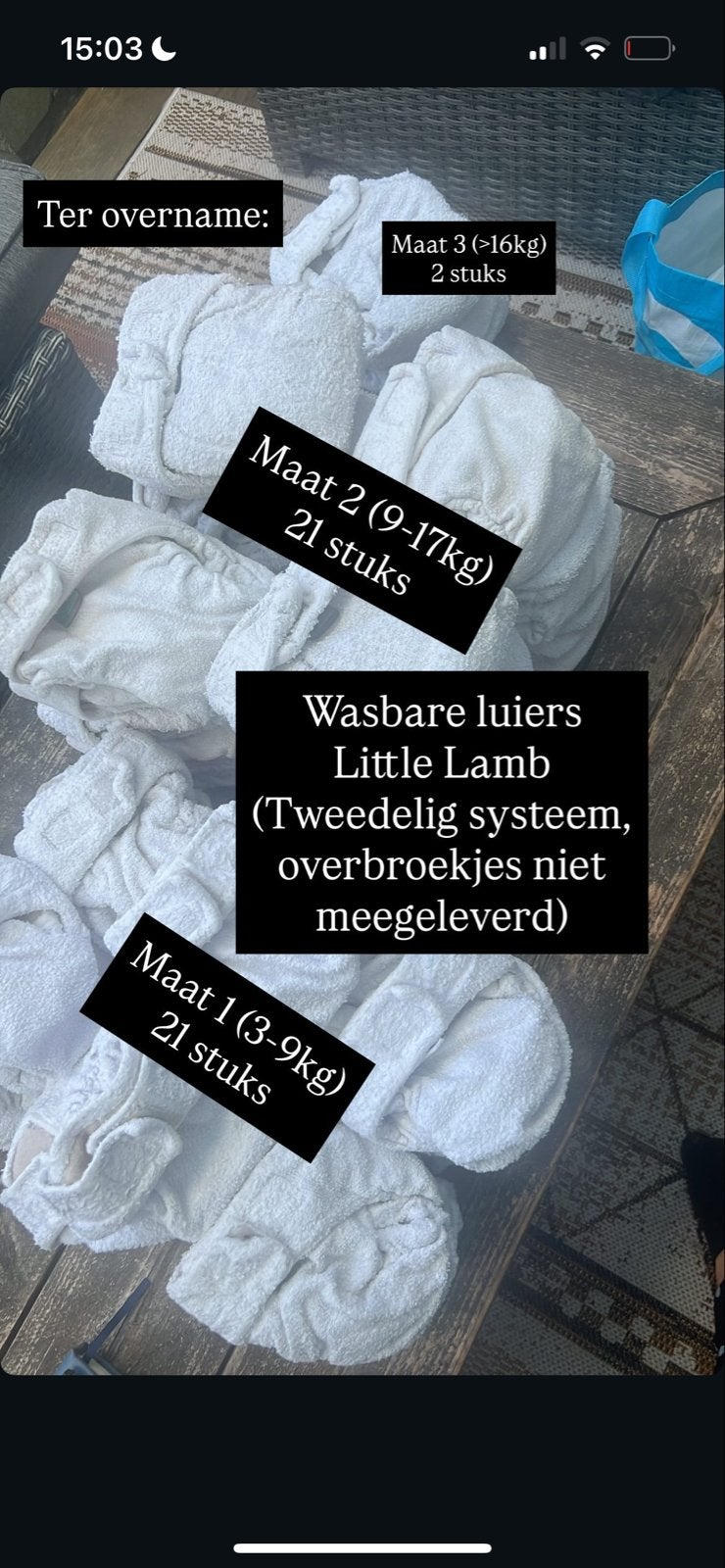 Wasbare luiers Little Lamb - maat 1, 2, 3, Ophalen, Gebruikt