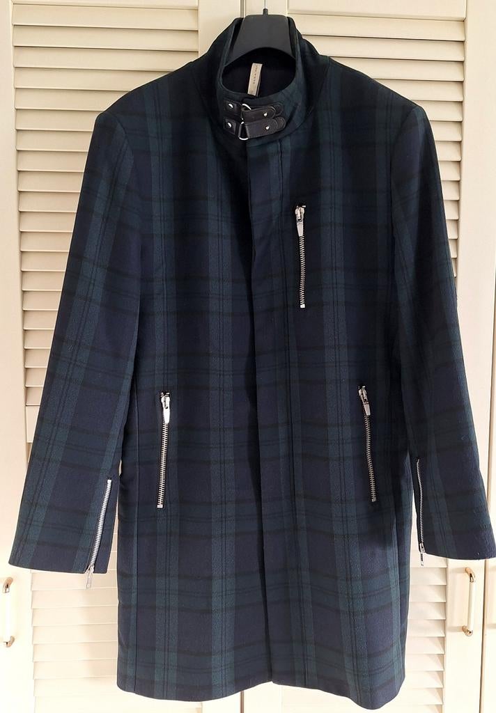 Zara Luxe Lijn Wollen Heren Mantel - Maat L, Kleding | Heren, Jassen | Zomer, Maat 52/54 (L), Zara, Blauw, Ophalen of Verzenden