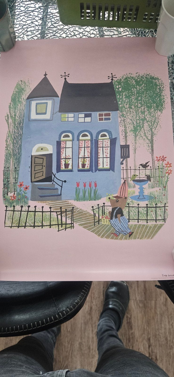 Fiep Westendorp Poster Beer with Blue House, 50 – 75, Minder dan 50 cm, Oorspronkelijke maker, Nieuw
