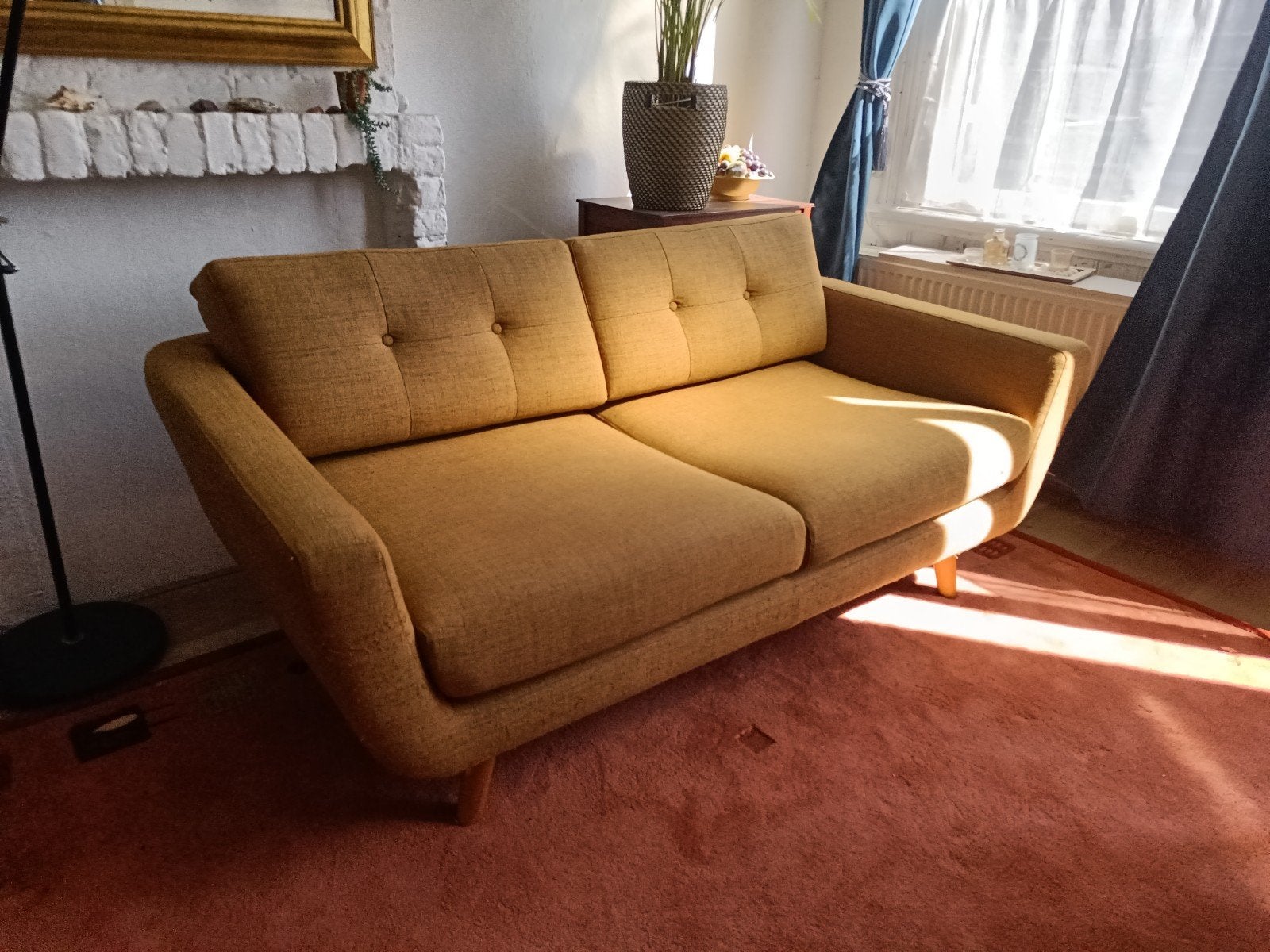 Tweezits bank, Huis en Inrichting, Ophalen, Gebruikt, Stof, Scandinavisch