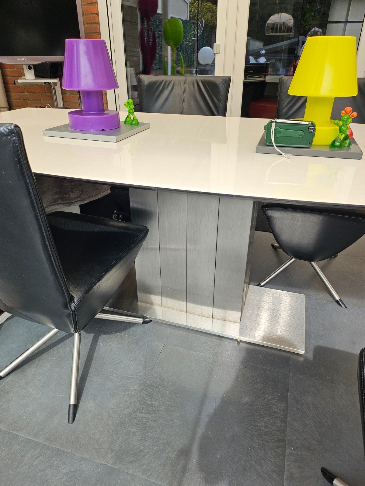 Sumisura eettafel met 4 Avanti stoelen, Ophalen, Gebruikt, 200 cm of meer, 50 tot 100 cm