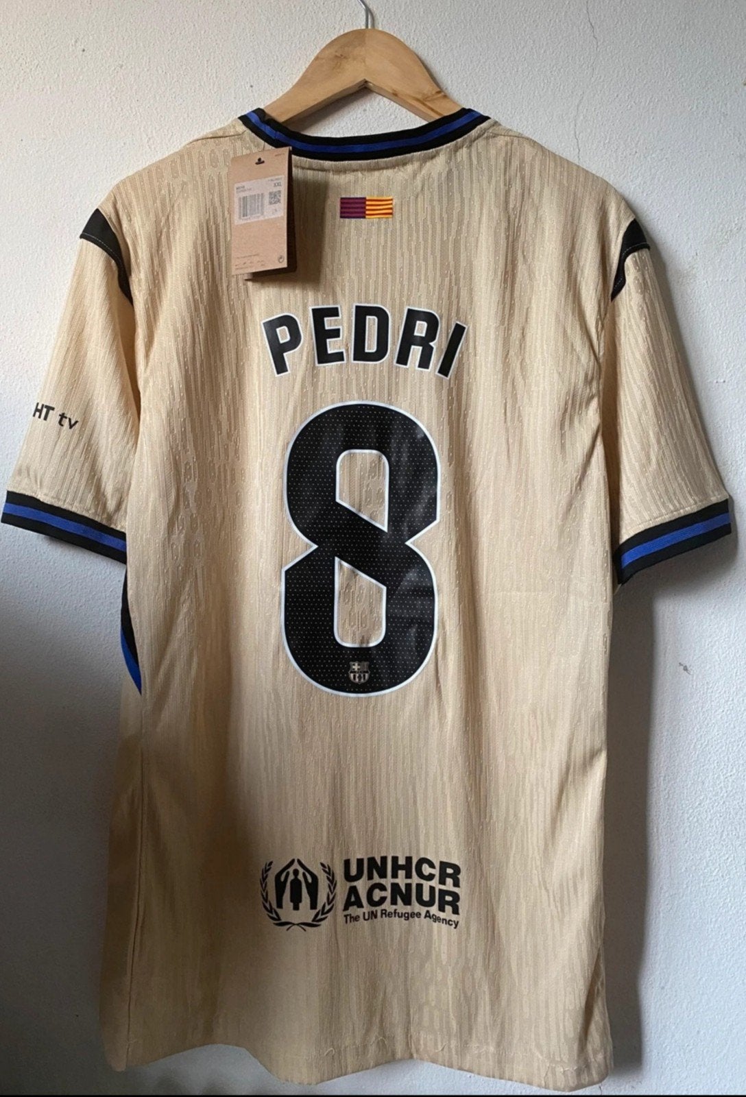 FC Barcelona uitshirt Pedri 8, Maat 52/54 (L), Beige, Nike, Ophalen of Verzenden