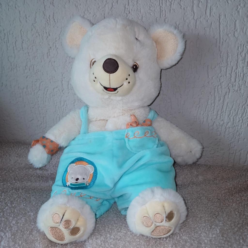 Nicotoy, simba toys beige beer met blauw tuinpak., Beer, Ophalen of Verzenden, Zo goed als nieuw, Wasbaar