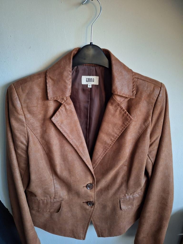 Emma cognac bruine college style blazer, Emma, Bruin, Maat 42/44 (L), Ophalen of Verzenden