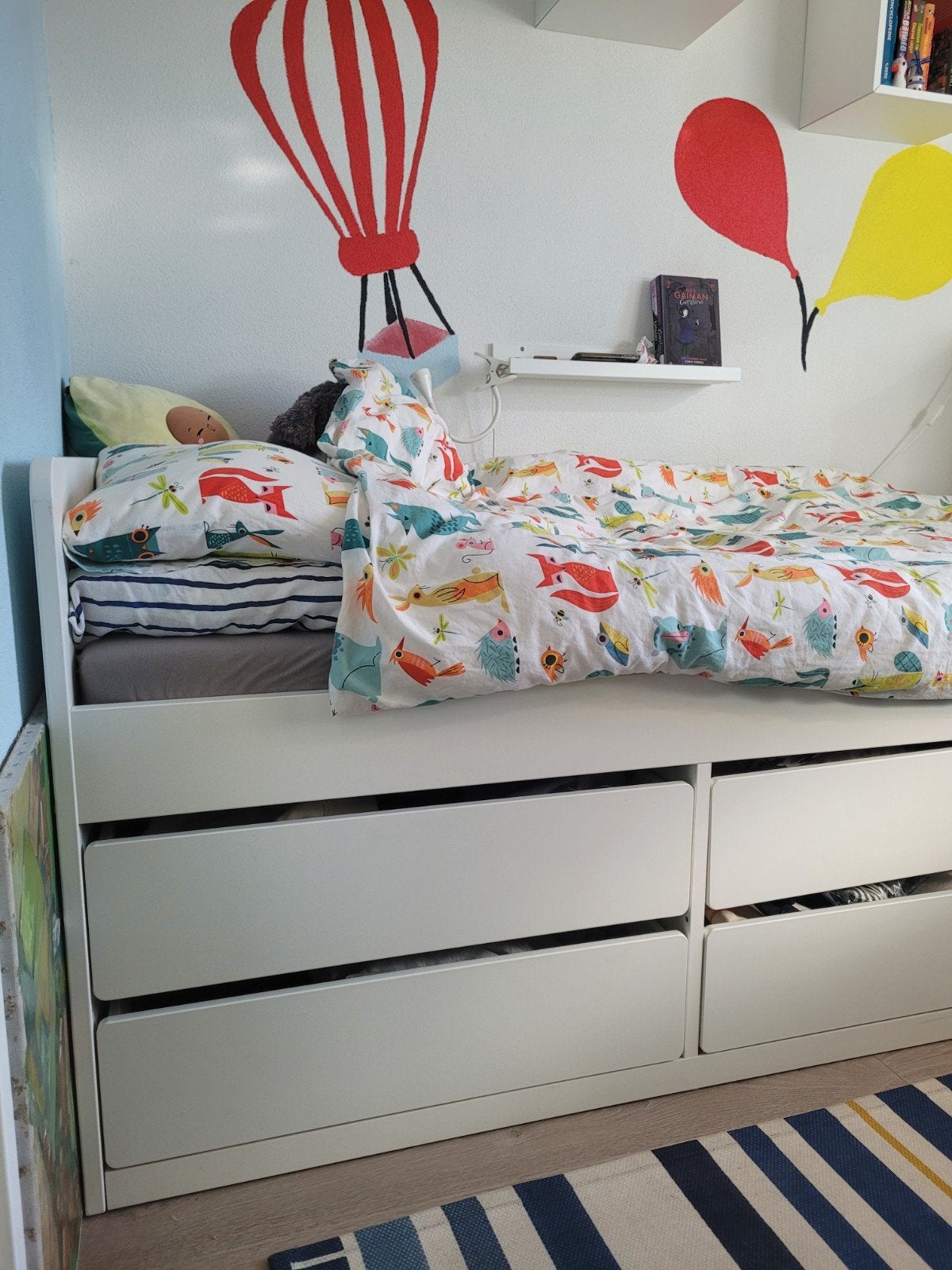 IKEA SMÅSTAD bed met opberglades, Gebruikt, 90 cm, Eenpersoons, Wit