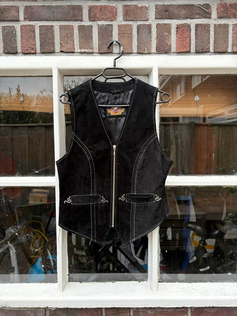 Harley Davidson Dames Suède Gilet Zwart Maat M, Kleding | Dames, Ophalen of Verzenden, Zo goed als nieuw
