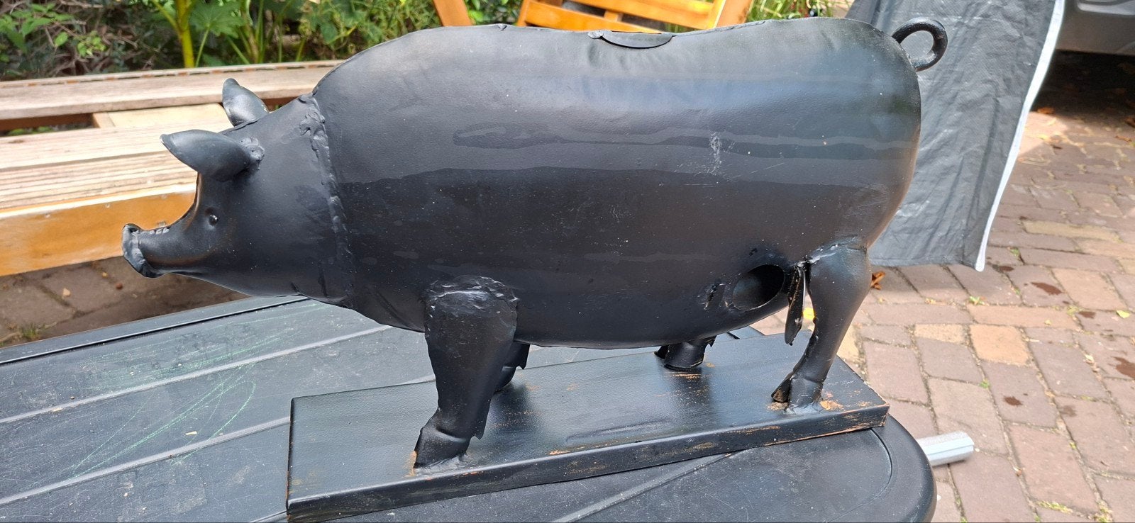 Groot metalen spaarvarken - Uniek design, Ophalen of Verzenden, Gebruikt, Metaal of Blik, Dier