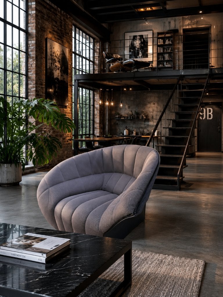 Ligne Roset High Back, Vilt rug, stof zitting fauteuil leder, Klassiek Tijdloos Modern Chill, loungen, Chique, 75 tot 100 cm, Zo goed als nieuw
