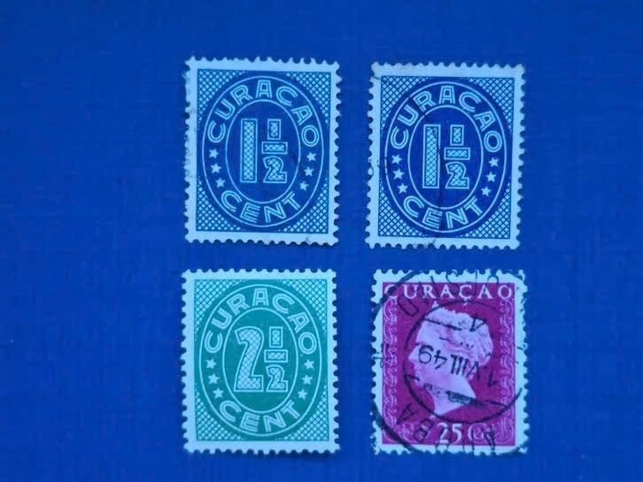 Postzegel Curacao 1936 ev 4 losse zegels 15-08, Ophalen of Verzenden, Gestempeld