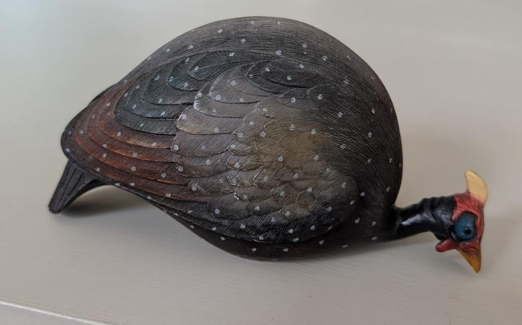 Beeldje parelhoentje (ebben- of ijzerhout) Zuid-Aafrikaans, Antiek en Kunst, Minder dan 20 cm, Handgemaakt, Ophalen of Verzenden