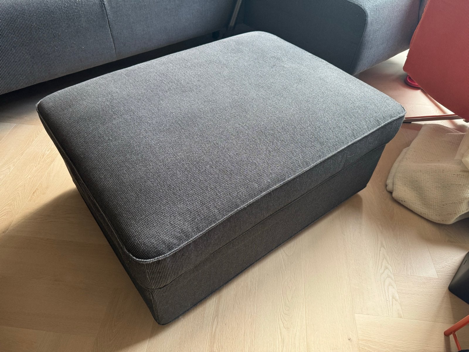 Ikea KIVIK voetenbank met opbergruimte - Tresund antraciet, Ophalen, 50 tot 75 cm, Zo goed als nieuw, 75 tot 100 cm