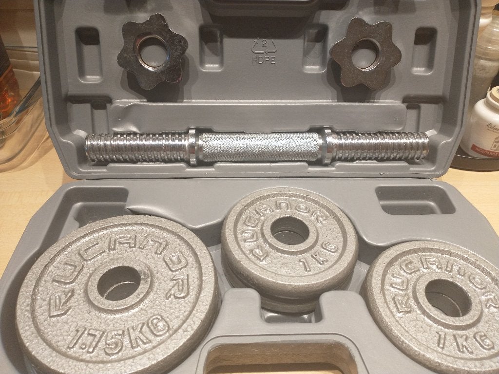 Dumbbell set Rucanor inclusief koffer, Ophalen, Zo goed als nieuw, Dumbbell