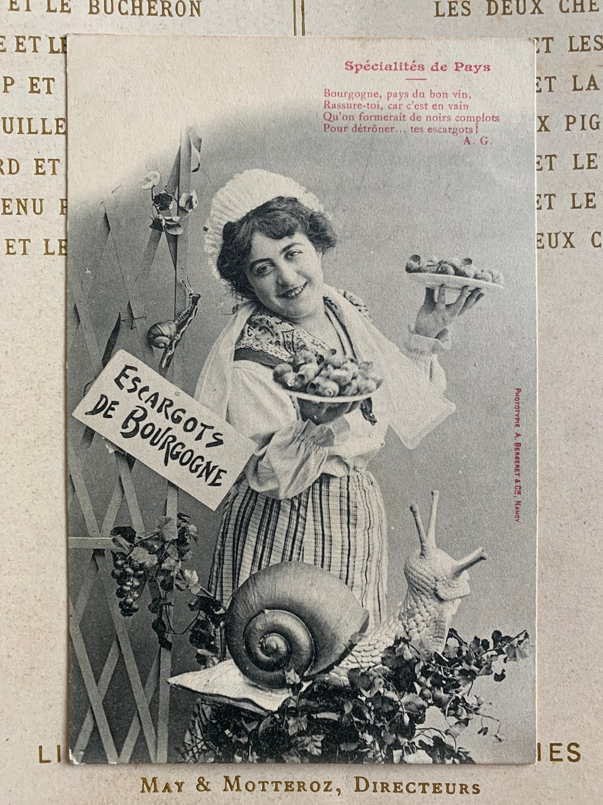 Spécialités de Pays - Escargots de Bourgogne (GO), Ophalen of Verzenden, Voor 1920, Ongelopen, Overige thema's