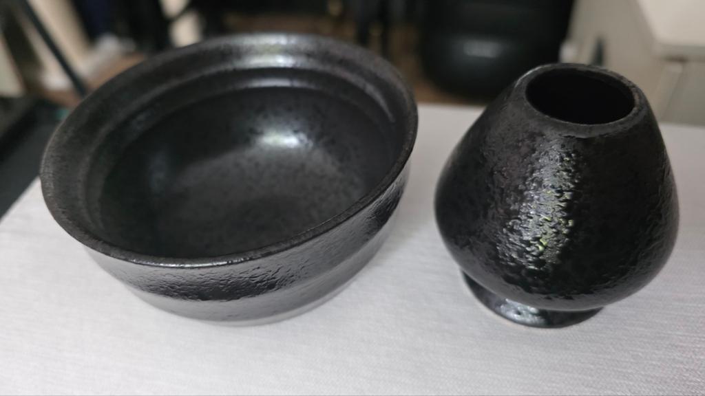 Zwart Keramisch Matcha Kom en Chasen Houder Set, Ophalen of Verzenden