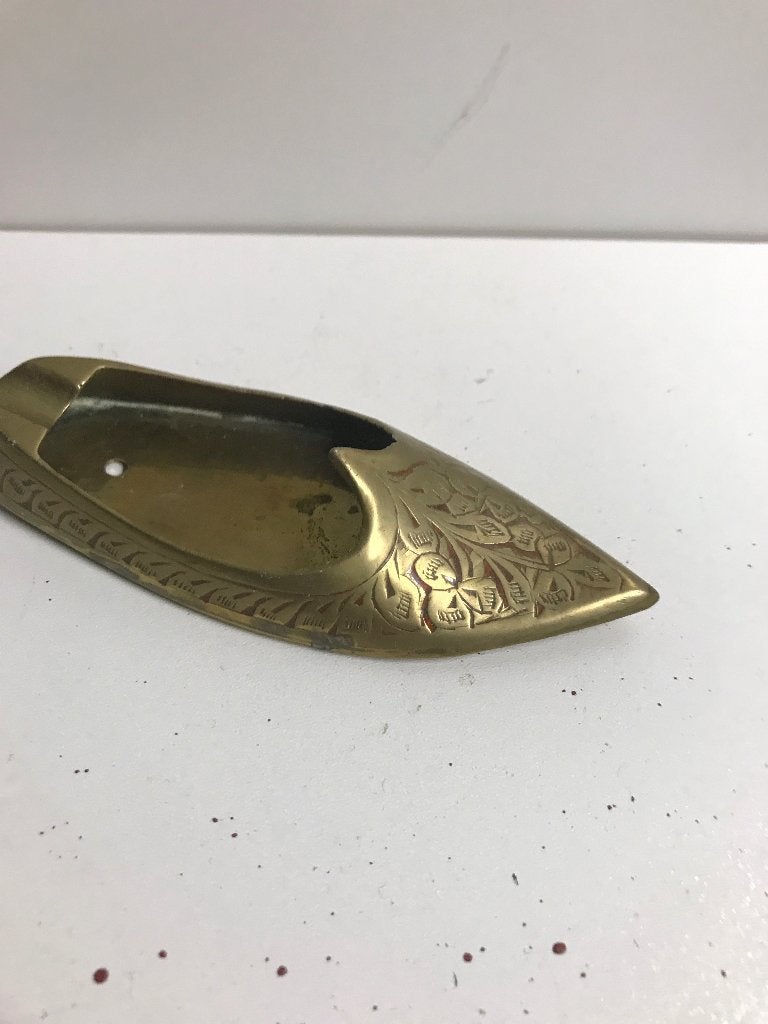 Vintage Messing Asbak in de vorm van een schoen, Ophalen of Verzenden, Gebruikt, Asbak