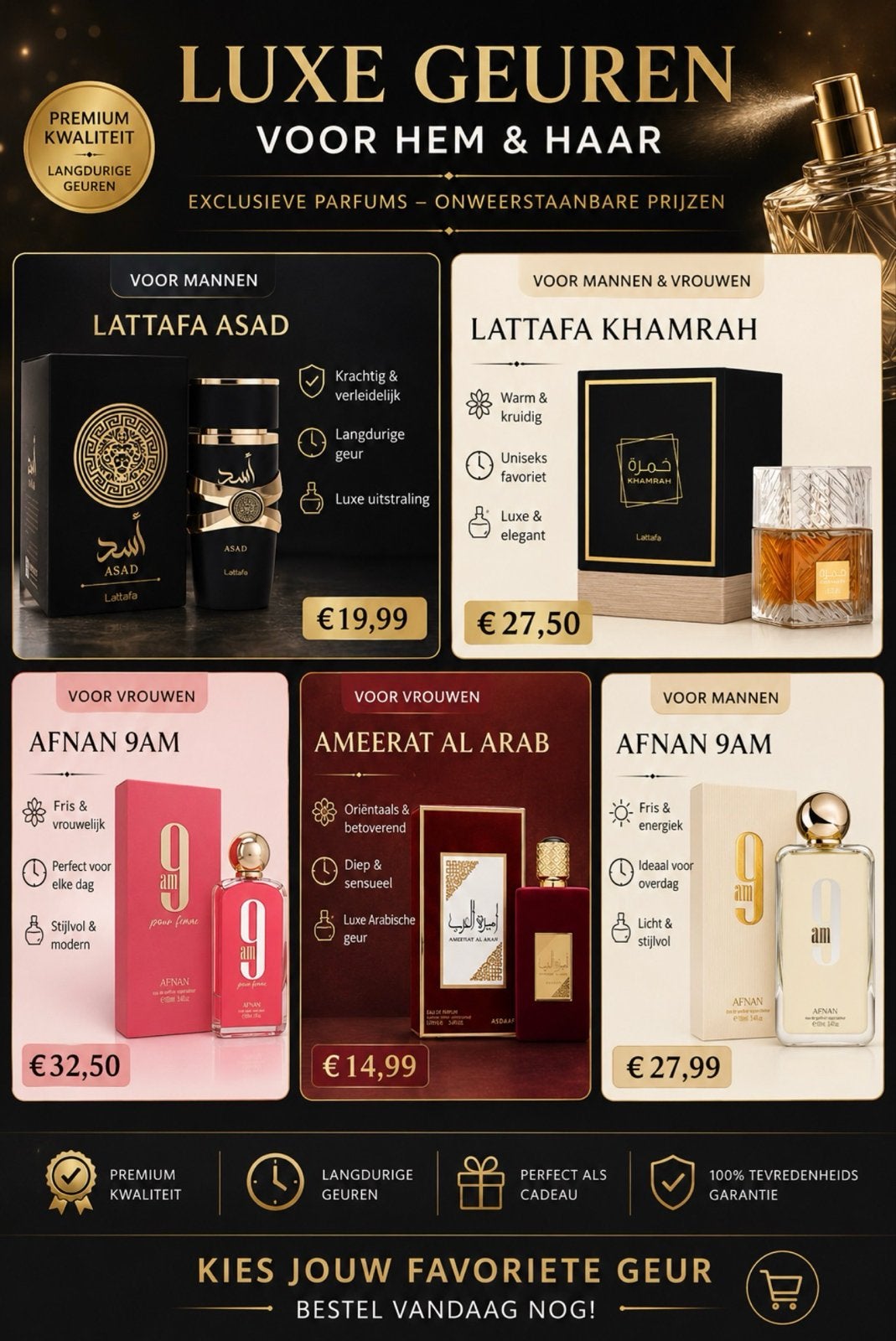 Luxe Arabische Geuren: Afnan, Lattafa, Asdaaf Parfums, Ophalen of Verzenden, Nieuw