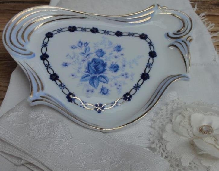 SALE Porseleinen bonbon schaaltje, blauwe rozen, aparte vorm, -, -, Overige typen, Ophalen of Verzenden