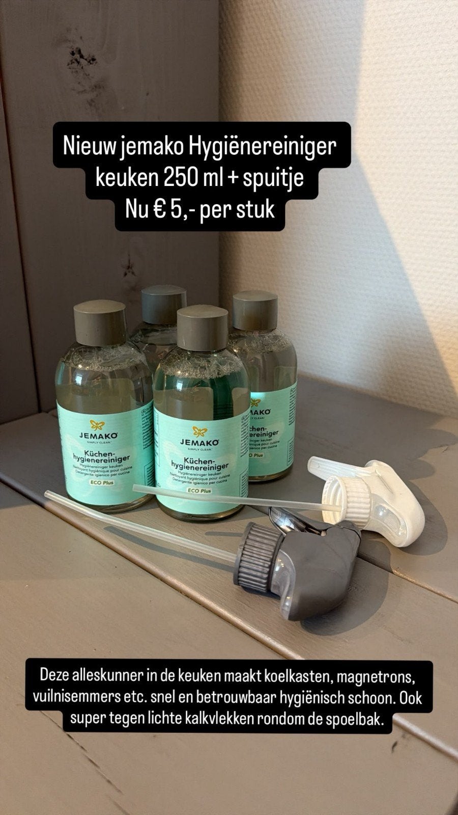 Jemako Hygiënereiniger Keuken 250ml + Spuitje, Ophalen of Verzenden, Schoonmaakmiddel