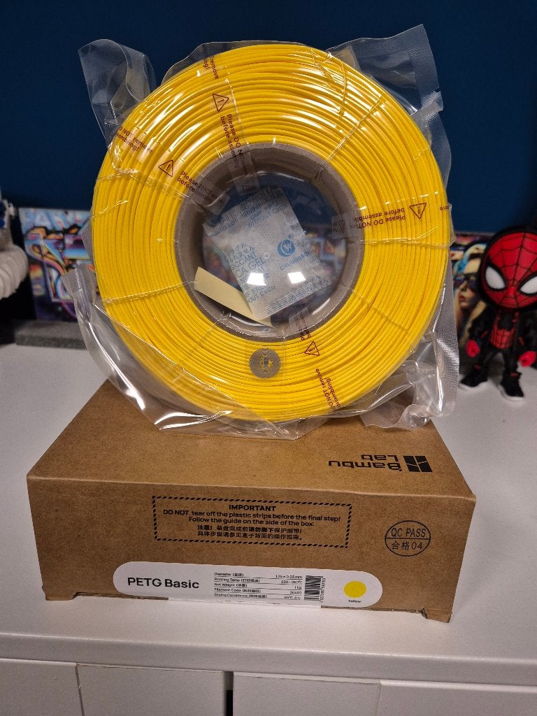 Bambu Lab PETG Basic Filament Geel 1.75mm 1kg, Computers en Software, 3D-printerbenodigheden, Ophalen of Verzenden, Nieuw, Filamentrollen
