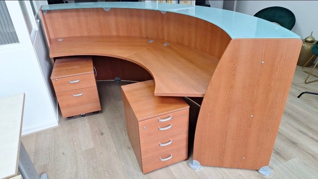 Complete kantoorinrichting: 8 werkplekken + receptiebalie, Archief en Opbergen, Ophalen, Gebruikt, Complete inventaris