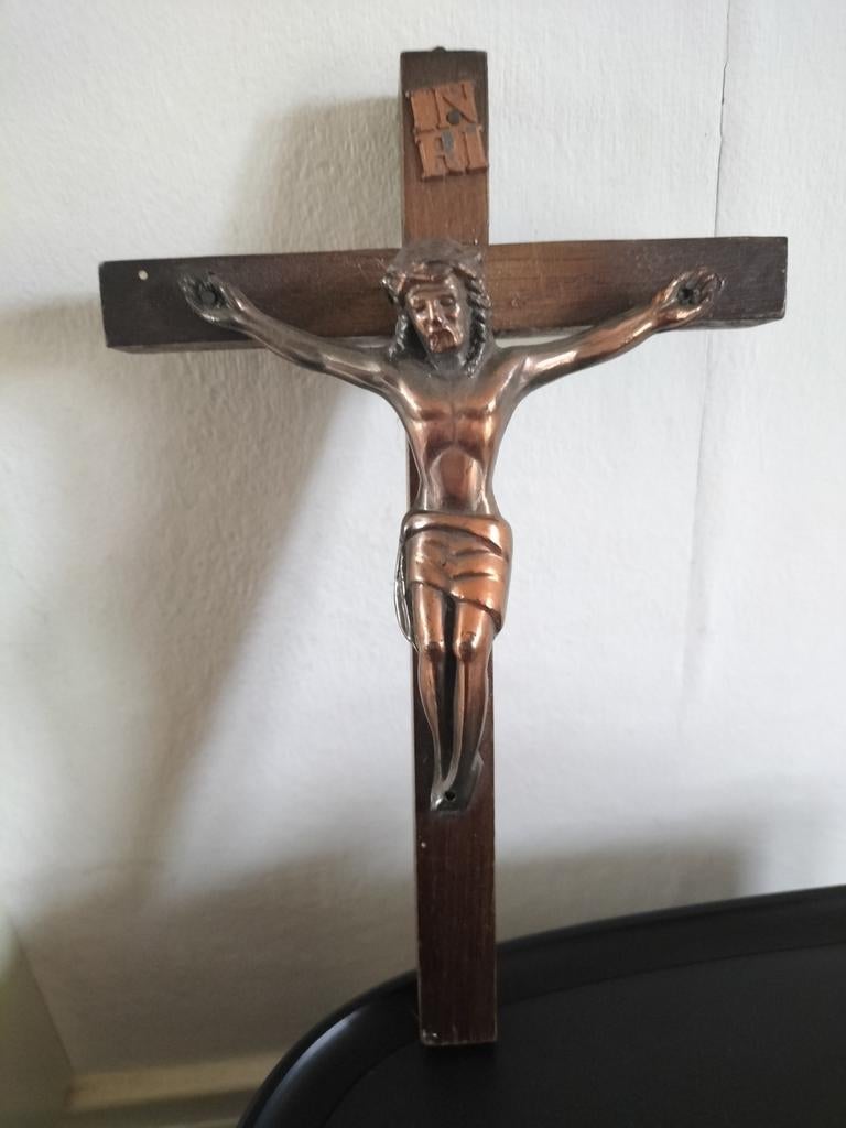 Jesus op het kruis - Inri, Antiek en Kunst, Antiek | Religie, Ophalen of Verzenden
