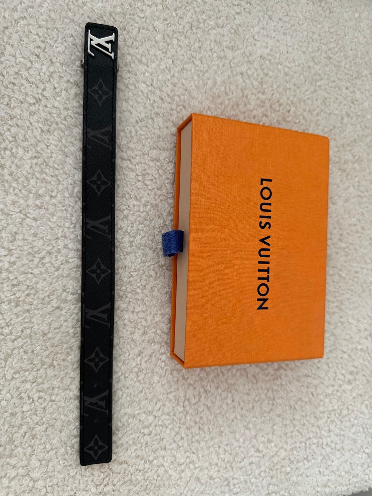 Louis Vuitton LV Slim Armband Maat 21, Ophalen of Verzenden, Zo goed als nieuw, Zwart, Leer