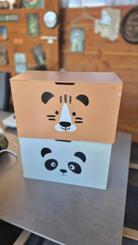 2 speelgoedkistjes met dierenprint - Panda & Tijger, Ophalen, Gebruikt, Jongen of Meisje
