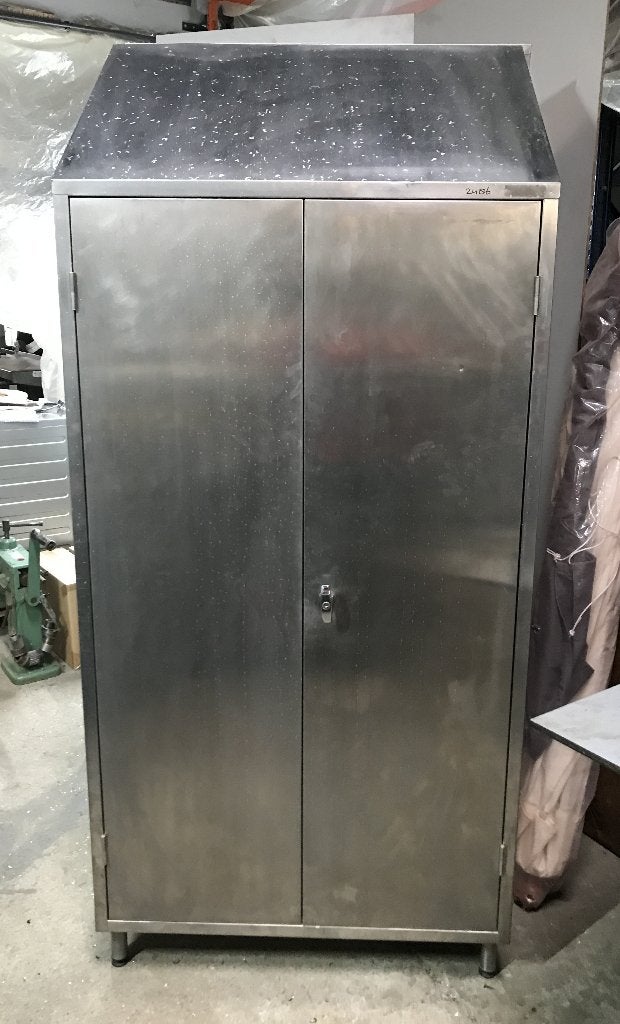 Metalen 2deurs kast, RVS, 95x50x178/ 213 cm, Huis en Inrichting, Ophalen, Gebruikt, 200 cm of meer, Meerdere deuren