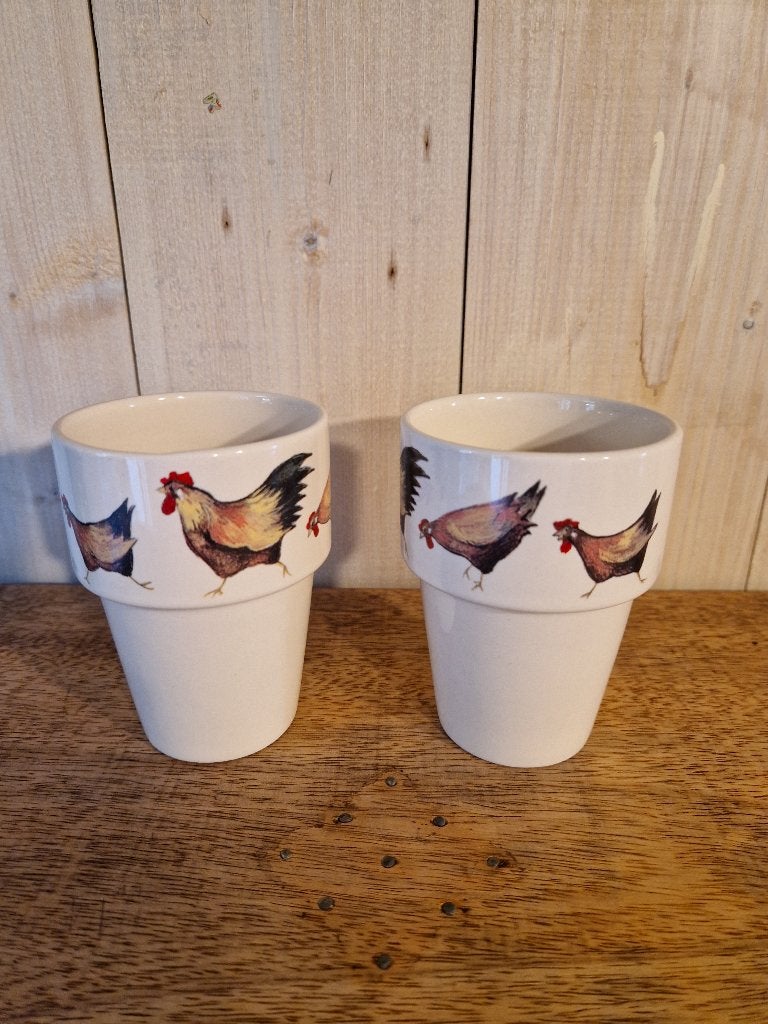 2 mokken van Jet by Ter Steege "Chicken Festival" serie, Zo goed als nieuw, Overige stijlen, Mok, Ophalen of Verzenden