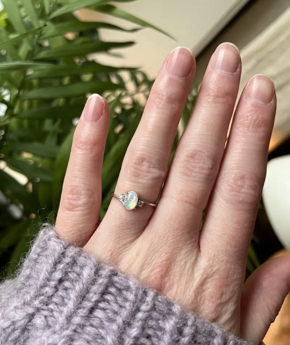 Zilveren 925 sterling ring opaal edelsteen maat 17 18 of 19, 18 tot 19, Nieuw, Ophalen of Verzenden, Dame