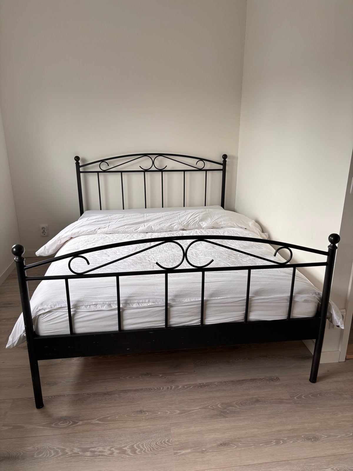 Compleet ledikant twijfelaar 1.40 x 2.00, Huis en Inrichting, Slaapkamer | Bedden, Ophalen, Gebruikt, Zwart, 140 cm