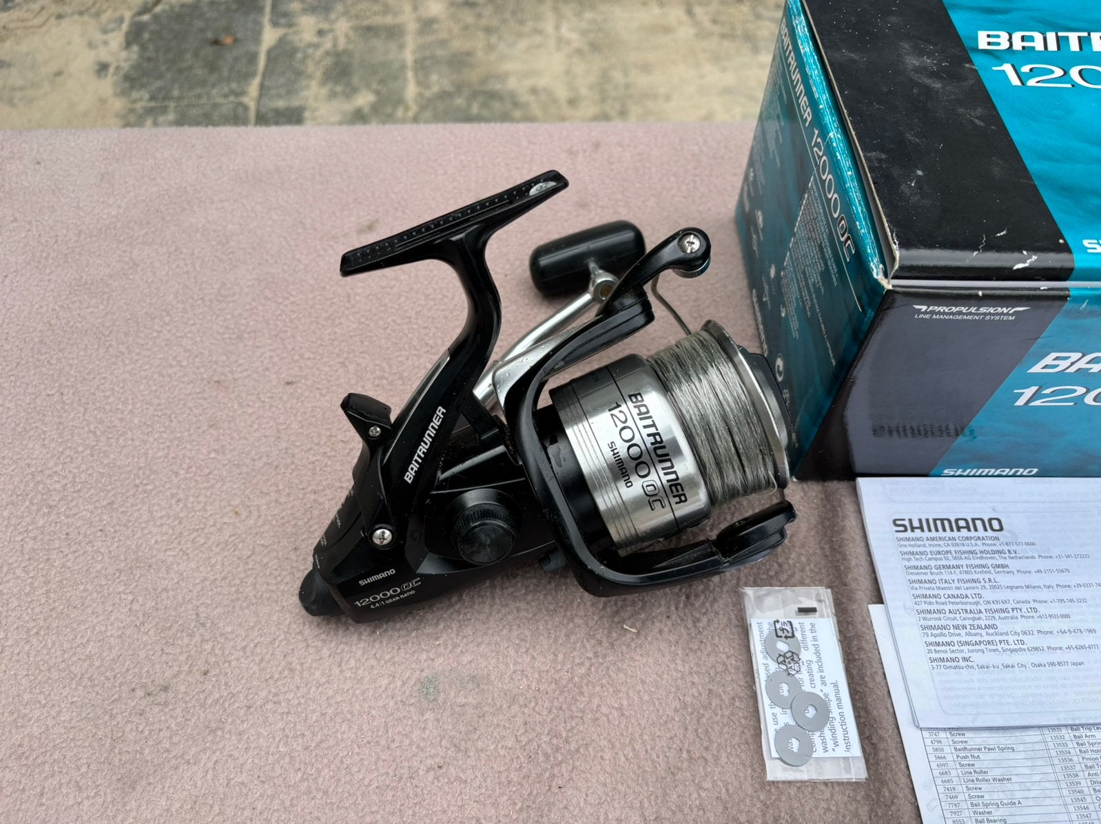 Shimano 12000oc big pit baitrunner molen, Ophalen of Verzenden, Gebruikt, Molen