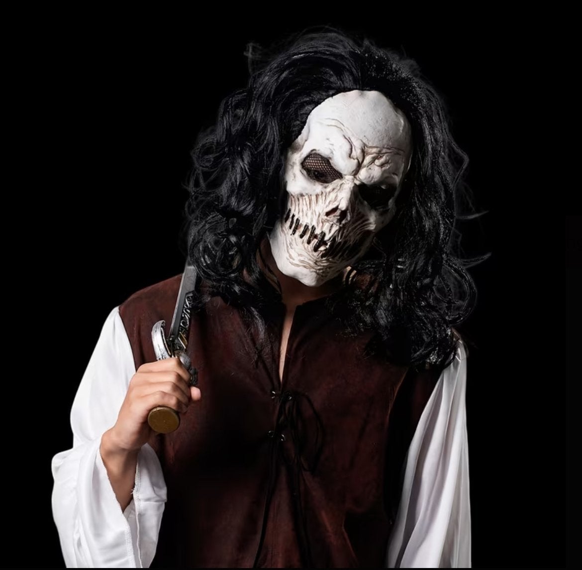 Griezelig Skelet Masker met Haar - Perfect voor Halloween, Hobby en Vrije tijd, Feestartikelen, Nieuw, Feestartikel, Halloween of Griezel