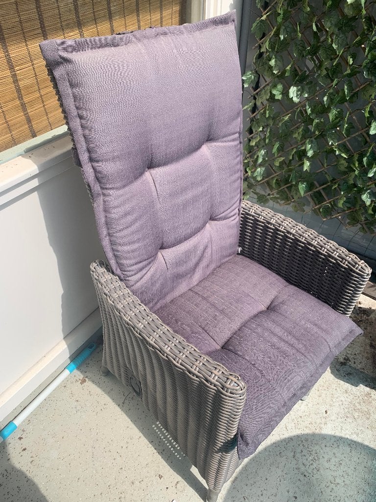 Tuinstoelrieten Bennetton + kussen, Ophalen, Gebruikt, Hout