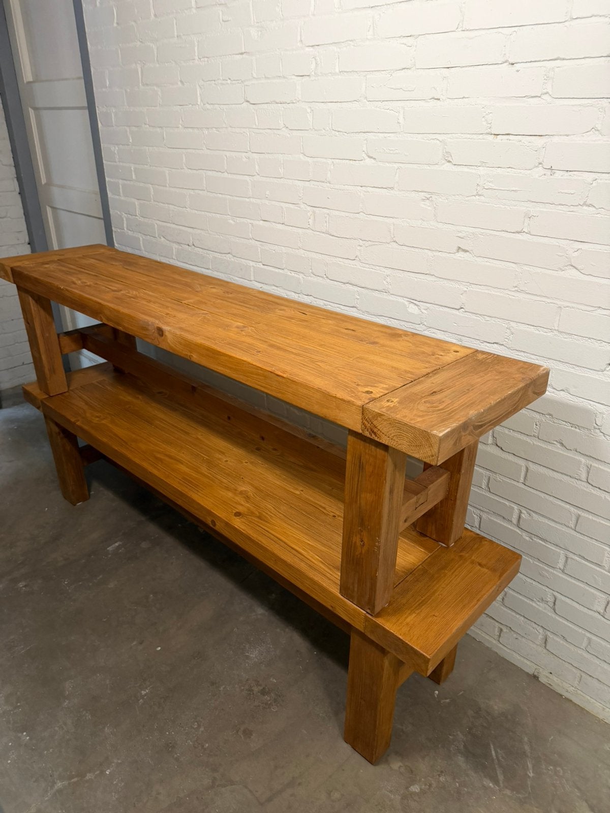 2 Robuuste banken van vurenhout lxbxh 180x40x47, Ophalen, 200 cm of meer, 50 tot 100 cm, Zo goed als nieuw
