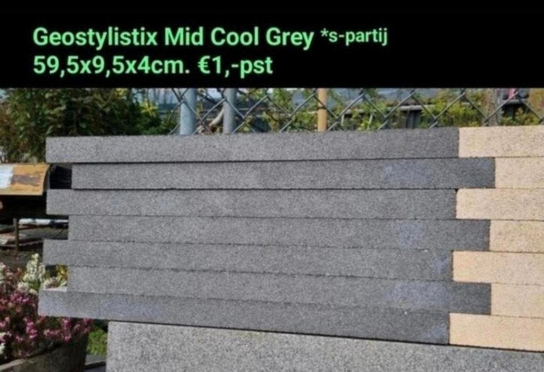 Geostylistix Mid cool grey gevelsteen stapelblok s-partij, Blok, Nieuw, Ophalen of Verzenden, Minder dan 25 cm