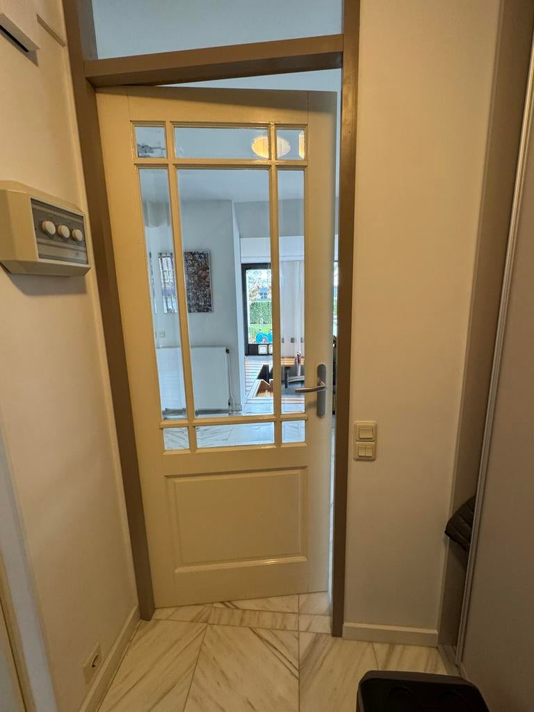 Binnendeur met vakverdeling 83x210 stomp inclusief klink, Gebruikt, 80 tot 100 cm, Binnendeur, Ophalen of Verzenden