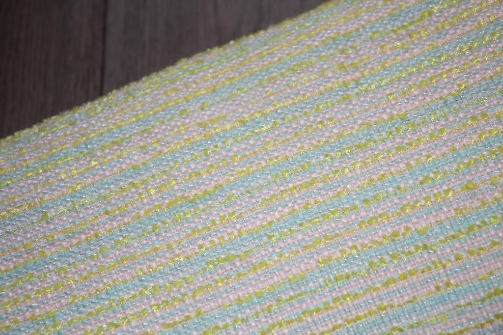 stof grof geweven / Tweed - geel/blauw/roze #3760, Overige materialen, 120 cm of meer, Geel, Ophalen of Verzenden
