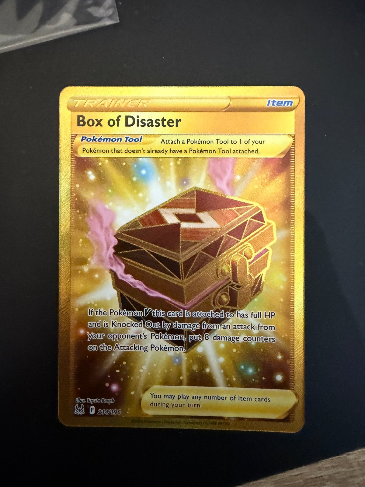 Box of Disaster Gold Secret Rare Pokémon Kaart, Ophalen of Verzenden, Zo goed als nieuw, Losse kaart, Foil