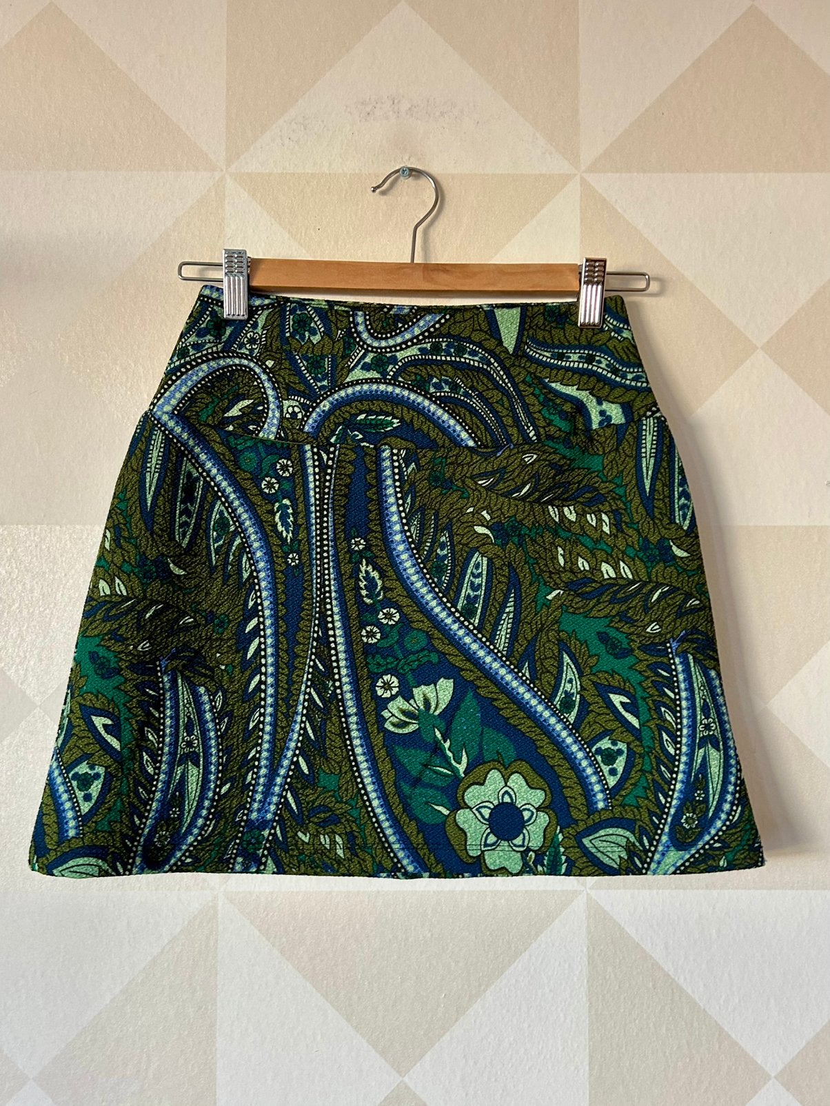 King Louie Skirt rok groen blauw winter XS/34 zgan, Ophalen of Verzenden, Zo goed als nieuw, Maat 34 (XS) of kleiner, Boven de knie