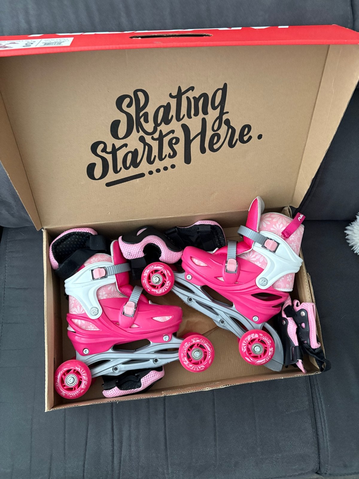 Roze inline skates 3-in-1 met bescherming (maat 33-36, Overige merken, Verstelbaar, Kinderen, Nieuw
