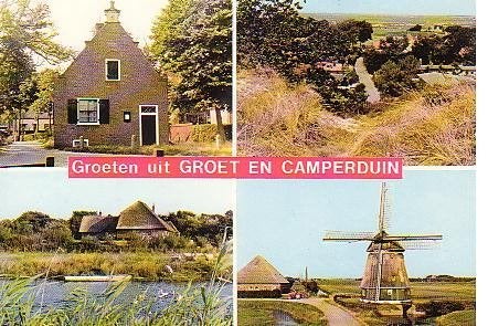 Ansichtkaart 	Groet en Camperduin	4-luik	Molen, Verzenden, 1980 tot heden, Gelopen, Noord-Holland
